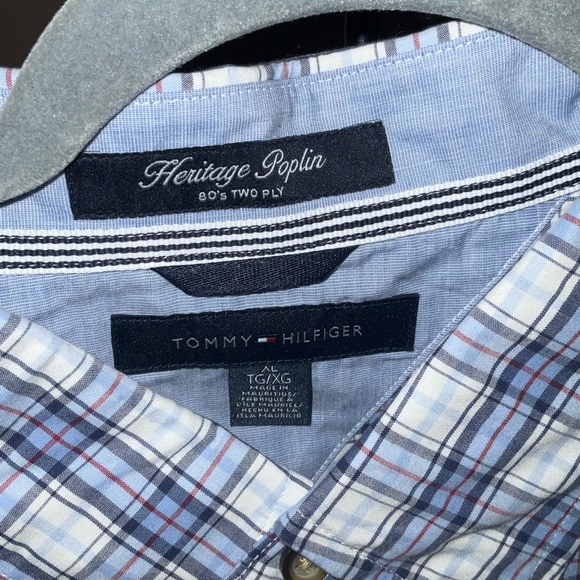 Tommy Hilfiger Heritage Poplin 80s Two Ply Blue Shirt XL - Picture 2 of 4